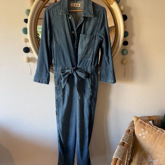 AMO Denim Tie Waist Jumpsuit Romper Size Small, Worn twice - Picture 2 of 9